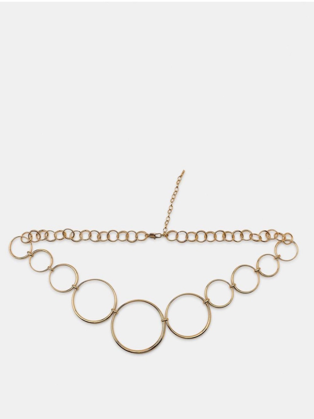 Zara NWT Gold Circular Piece Chain Belt Graduated O-Ring Waist Statement Link